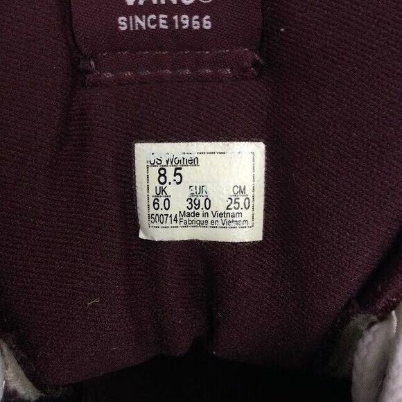 Vans Off The Wall-Womens Sz 8.5-Burgundy Red Suede/Canvas-Mid Skate Shoe- 500714 - Picture 8 of 8